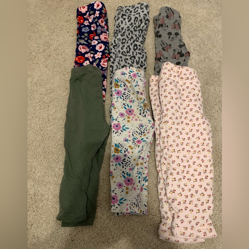 Lot Of 6 Girls Pants Size 18months - Carters, Disney, Jumping Beans